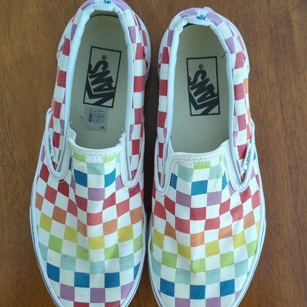 Kids Classic Slip-On Checkerboard Shoe rainbow M6 W7.5